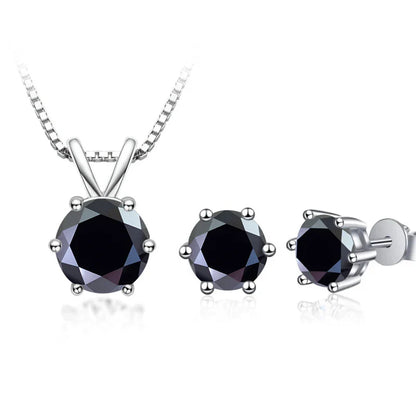 3Ct Moissanite Necklace Earrings Set 925 Sterling Silver GRA Cert Wedding 1.0CT per stone black