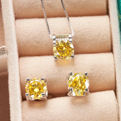 3ct D-Color Moissanite Necklace & Earrings Set Sterling Silver 925 Bridal Gift