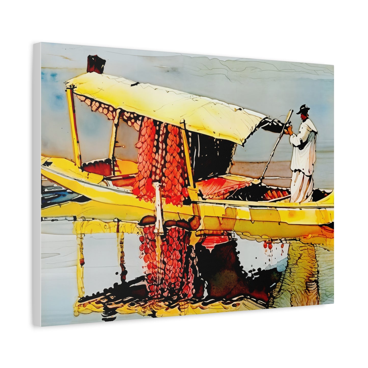 Stretched Canvas Art Print, Vibrant Wall Decor, Boat Artwork, Home & Office Decoration, Modern Art Piece, Gift for Art Lovers