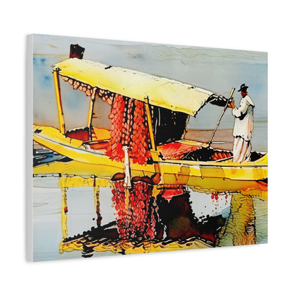 Stretched Canvas Art Print, Vibrant Wall Decor, Boat Artwork, Home & Office Decoration, Modern Art Piece, Gift for Art Lovers