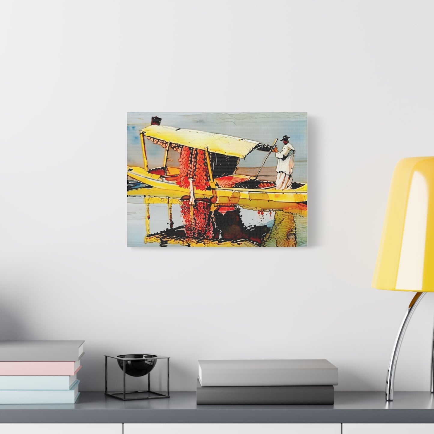 Stretched Canvas Art Print, Vibrant Wall Decor, Boat Artwork, Home & Office Decoration, Modern Art Piece, Gift for Art Lovers