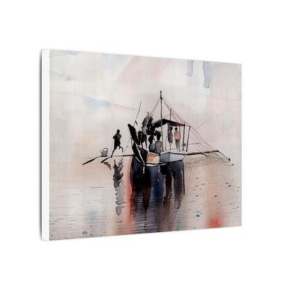 Elegant Stretched Canvas Art Print, Nautical Wall Decor, Beach House Artwork, Coastal Home Decor, Gift for Maritime Lovers