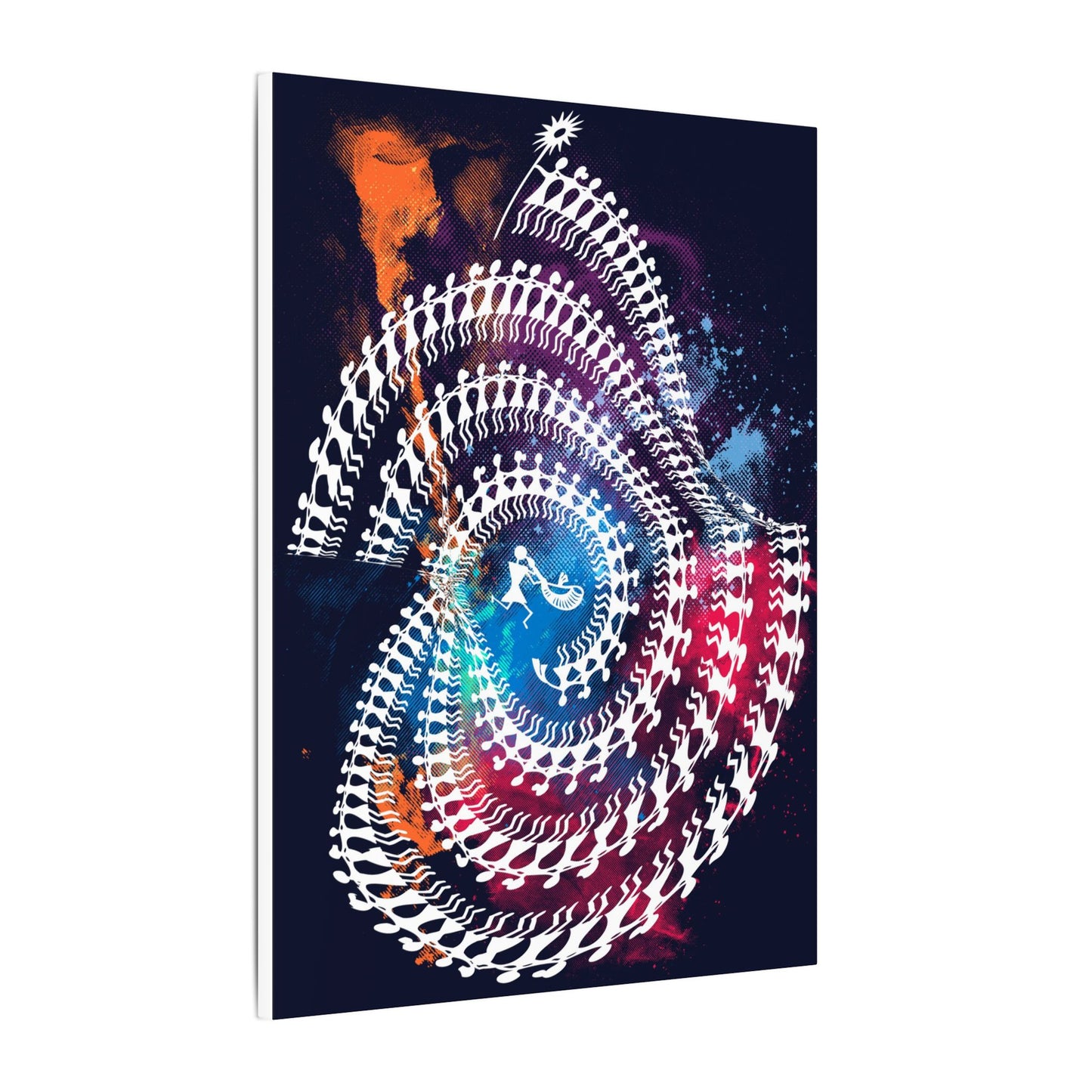 Spiral Tribal Dance Art Canvas, Abstract Wall Decor, Meditation Gift, Psychedelic Art Print, Home or Office Decoration