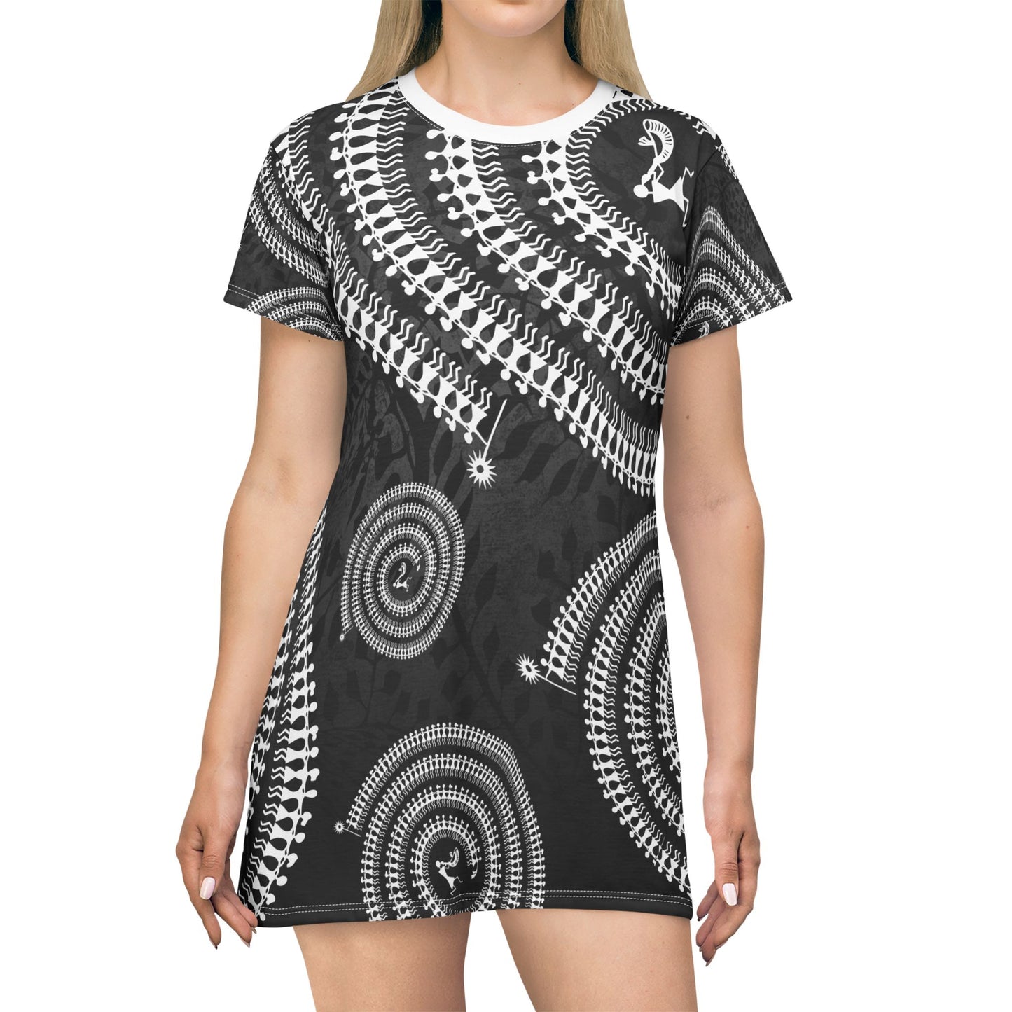 Boho Chic Spiral T-Shirt Dress – Casual & Trendy Wear