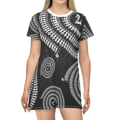 Boho Chic Spiral T-Shirt Dress – Casual & Trendy Wear