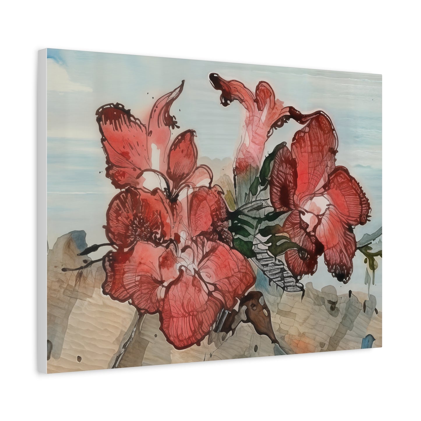Floral Wall Art Canvas - Vibrant Red Flower Print, Home Decor, Gift for Garden Lovers, Spring & Summer Decor, Art for Living Room