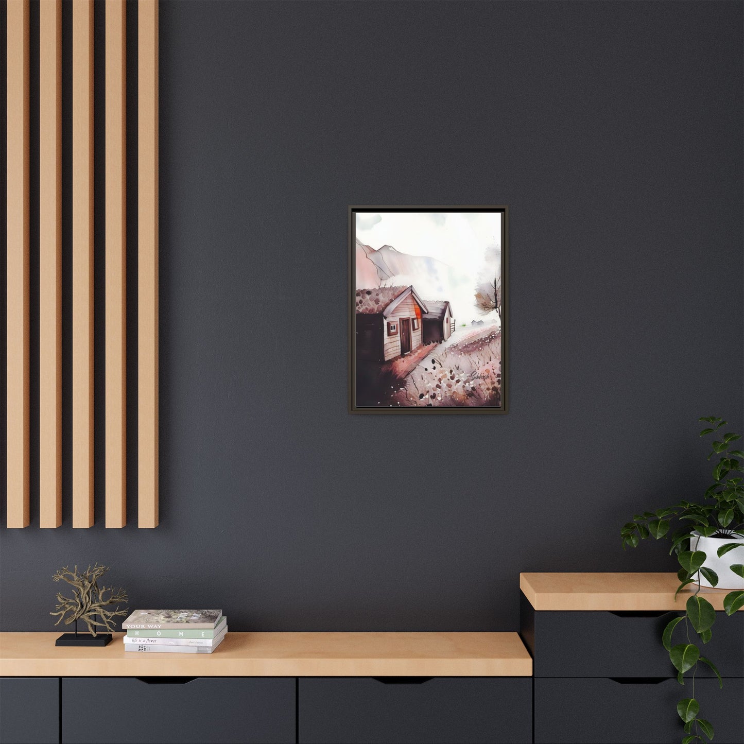 Framed Canvas Art Print, Rustic Home Decor, Farmhouse Wall Art, Cozy Living Room Decoration, Nature Landscape Artwork