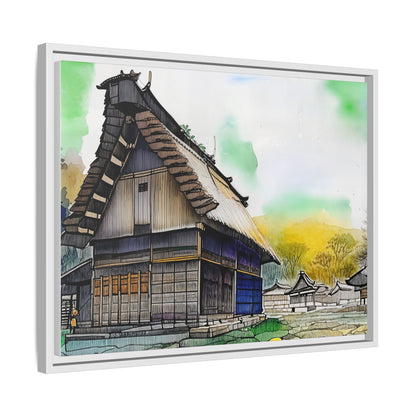 Colorful Framed Canvas Art – Japanese Architecture Wall Decor