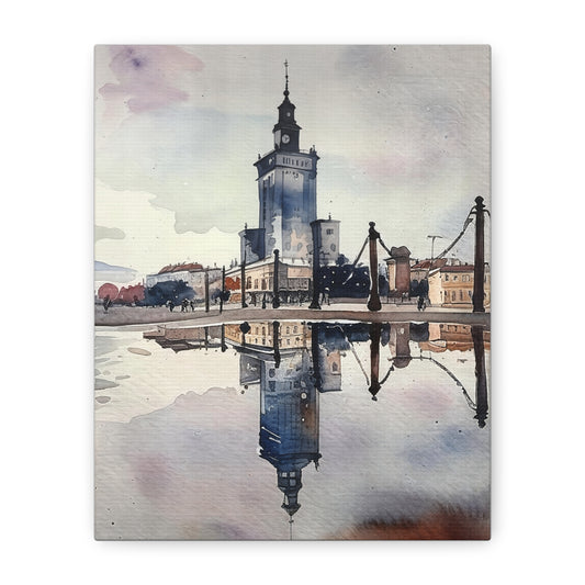 Watercolor Cityscape Canvas Print, Home Decor, Wall Art, Gift for Art Lovers, Modern Decor, Office Decoration