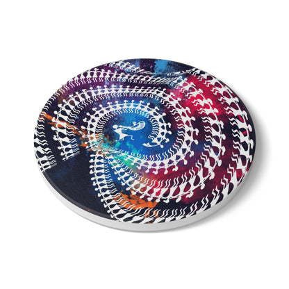 Spiral Art Ceramic Coaster, Psychedelic Home Decor, Drink Coaster Set, Unique Gift for Housewarming, Vibrant Coffee Table Accessory