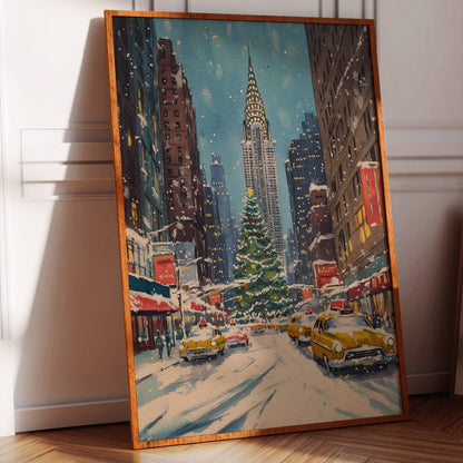 New York Winter Christmas Cityscape Gallery Canvas 32" x 48"