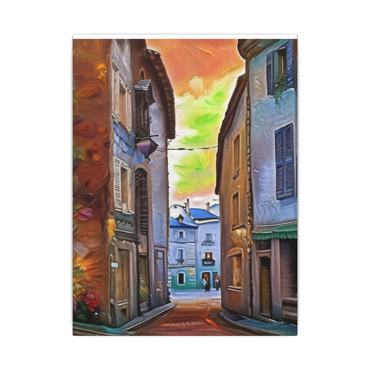 Vibrant Street Scene Matte Canvas Art, Colorful Wall Decor, Home Decor, Gift for Art Lovers, Living Room Accent, Unique Artwork