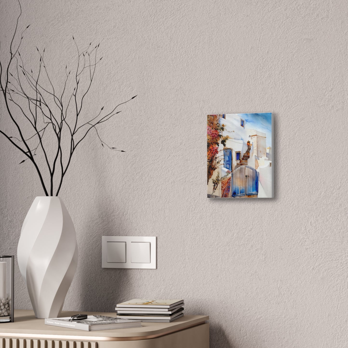 Charming Canvas Wall Art, Mediterranean Village Scene, Home Décor, Gift for Art Lovers, Housewarming & Wedding