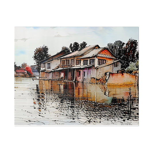 Artistic Canvas Wall Decor, Vintage Landscape Art, Home Gallery Piece, Gift for Art Lovers, Watercolor House Print