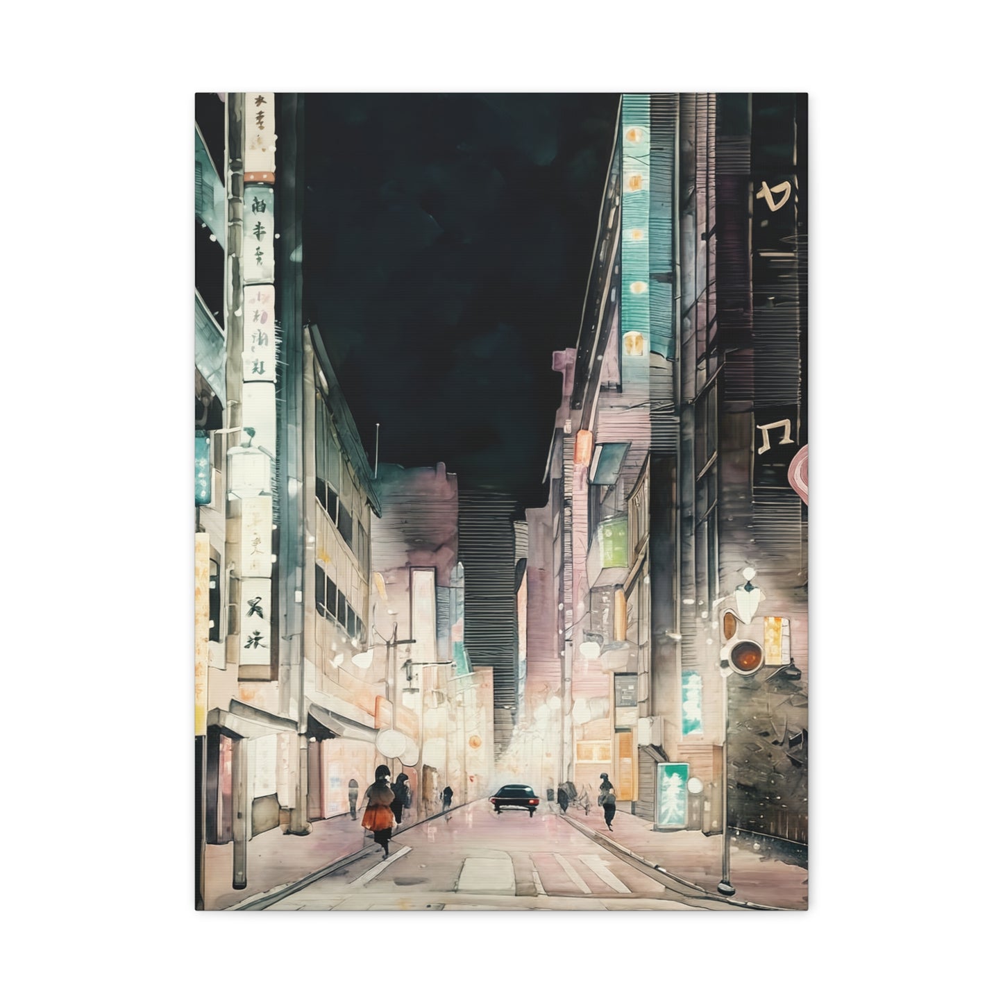 Cityscape Art Canvas, Urban Wall Decor, Night City Painting, Modern Home Decoration, Gift for Art Lovers, Aesthetic Canvas Print