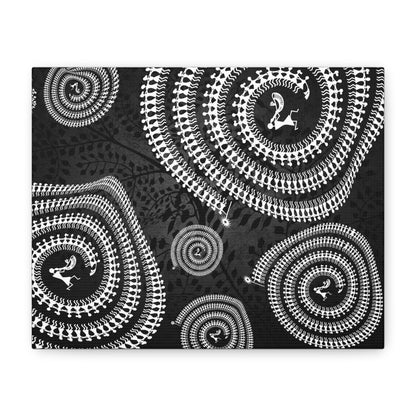 Abstract Spiral Tribal Art Canvas Print, Modern Wall Decor, Geometric Artwork, Black and White Home Decor, Unique Gift for Art Lovers