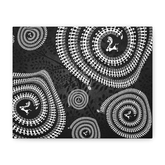 Abstract Spiral Tribal Art Canvas Print, Modern Wall Decor, Geometric Artwork, Black and White Home Decor, Unique Gift for Art Lovers