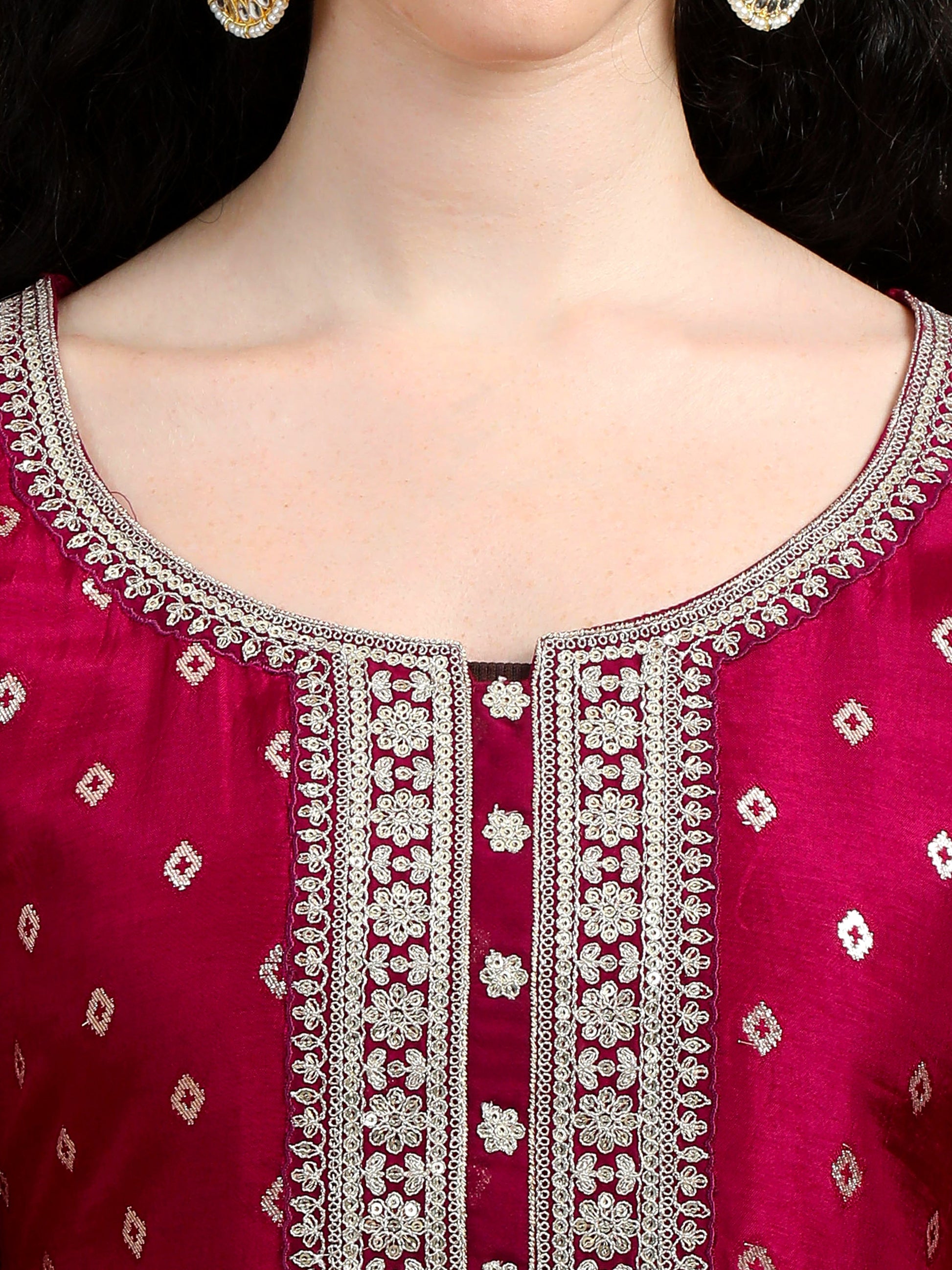 Royal Wine Kurta Suit with Gold motifs