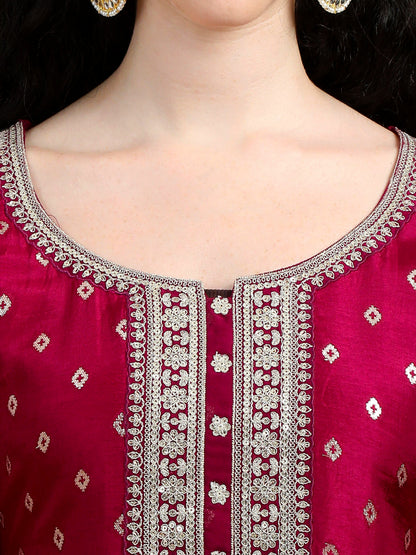 Royal Wine Kurta Suit with Gold motifs