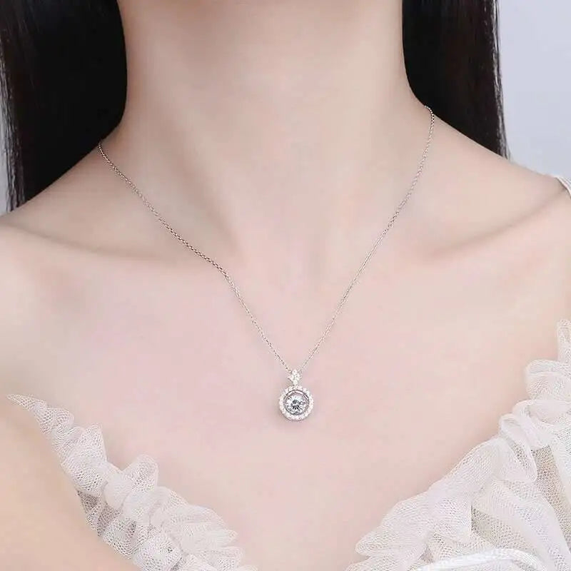 4Ct D Color Moissanite 925 Sterling Jewelry Set Ring Necklace Earrings