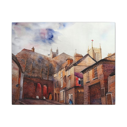 Watercolor Cityscape Art Print, Matte Canvas Wall Decor, Home Gallery, Unique Gift, Living Room Wall Art, Landscape Painting