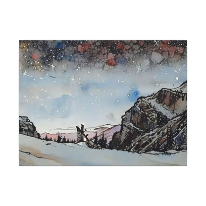 Scenic Canvas Wall Art, Mountain Landscape Decor, Starry Night Artwork, Nature Lover Gift, Home Interior Accent, Holiday Decoration