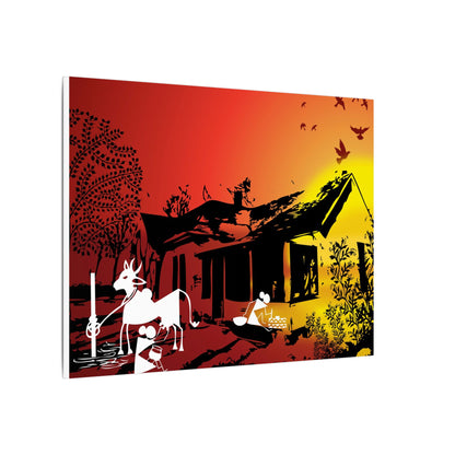 Sunset Tribal Farmhouse Canvas Art Print, Rustic Home Decor, Farmhouse Wall Art, Unique Gift, Country Vibes, Kitchen Wall Decor