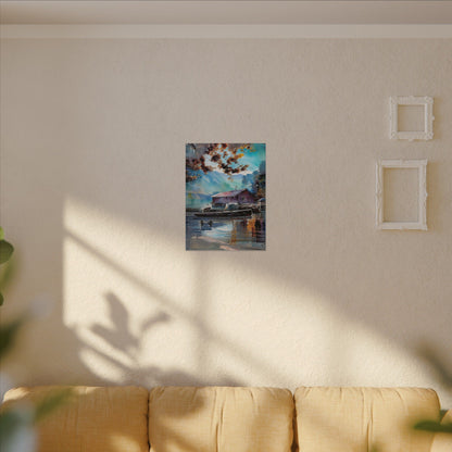 Tranquil Lake Landscape Canvas Art – Serene Nature Wall Decor, Rustic Cabin Aesthetic