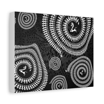 Abstract Spiral Tribal Art Canvas Print, Modern Wall Decor, Geometric Artwork, Black and White Home Decor, Unique Gift for Art Lovers