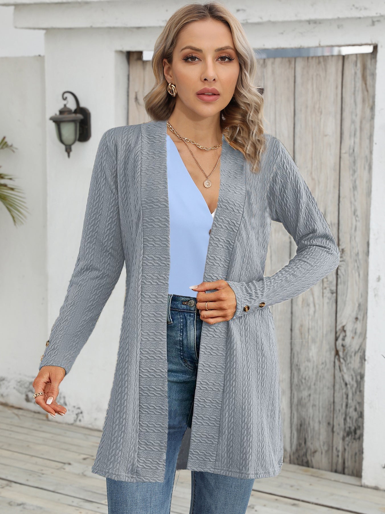 Women’s Button Down Knit Cardigan Grey