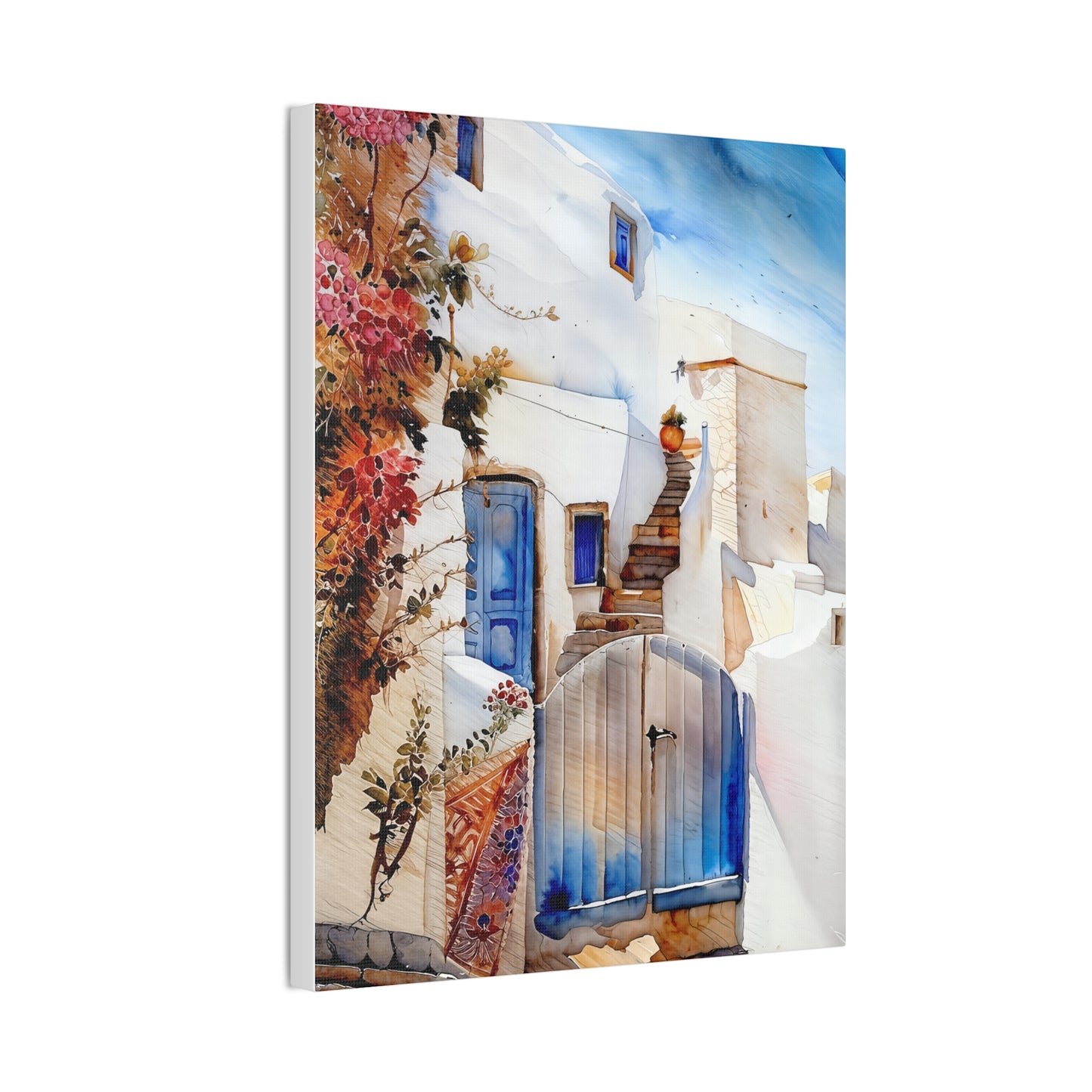 Charming Canvas Wall Art, Mediterranean Village Scene, Home Décor, Gift for Art Lovers, Housewarming & Wedding