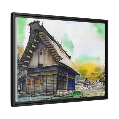 Colorful Framed Canvas Art – Japanese Architecture Wall Decor
