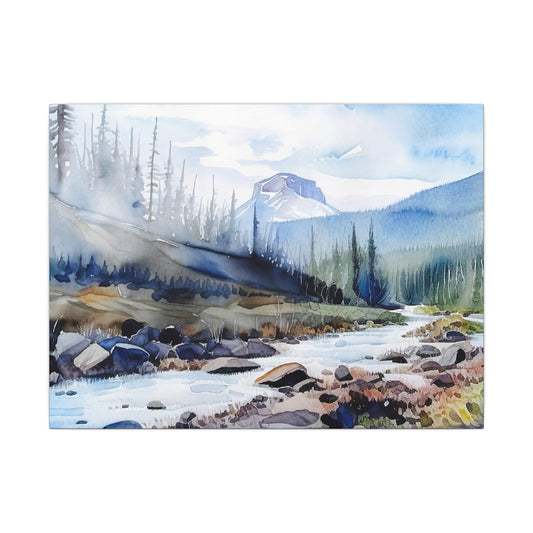 Scenic Landscape Canvas Print, Nature Wall Art, Home Decor, Gift for Nature Lovers, Watercolor Mountain Art, Serenity Artwork