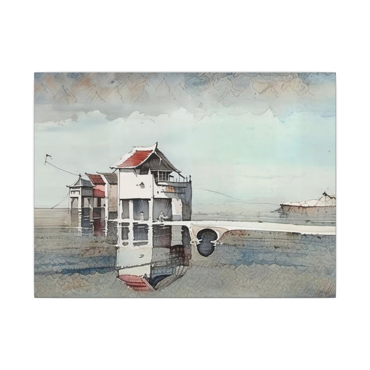 Watercolor Coastal Wall Art, Beach Home Decor, Matte Canvas Print, Nautical Gift, Seaside Wall Decor, Summer Vibes