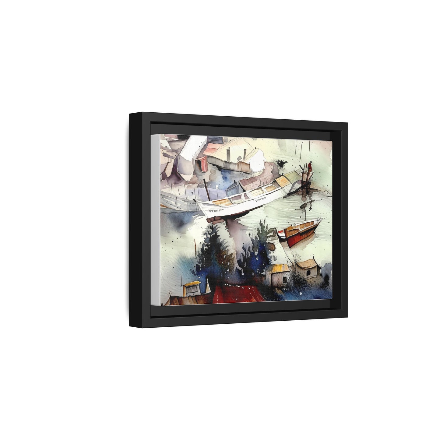 Framed Matte Canvas Art Print, Nautical Landscape Wall Decor, Boat Scene Artwork, Coastal Home Decor, Gift for Art Lovers