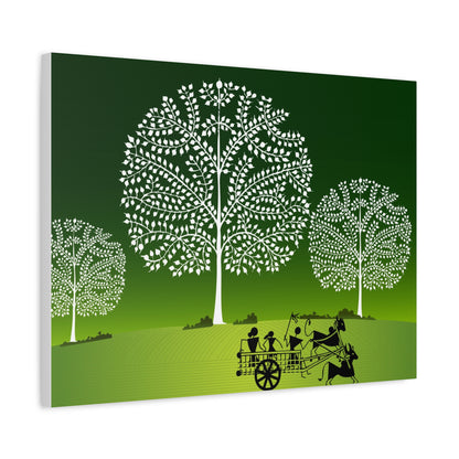 Tribal Art Artistic Nature Canvas Wall Decor, Eco-Friendly Home Art, Green Tree Print, Rustic Farmhouse Decor, Living Room Wall Art, Gift Idea