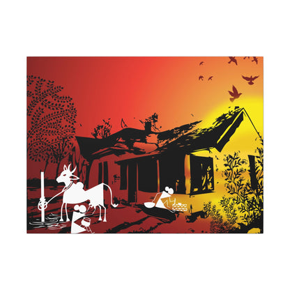 Sunset Tribal Farmhouse Canvas Art Print, Rustic Home Decor, Farmhouse Wall Art, Unique Gift, Country Vibes, Kitchen Wall Decor