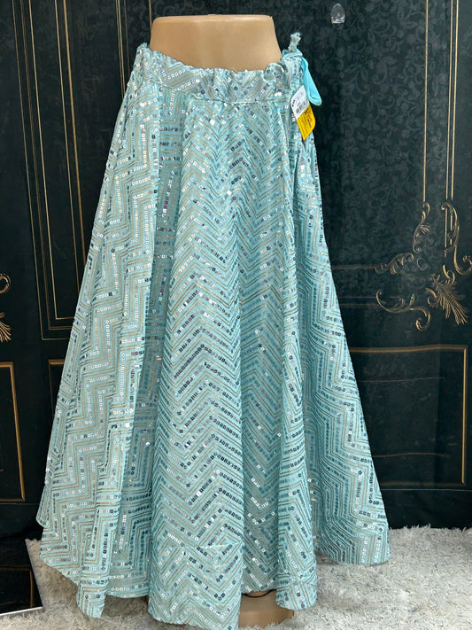 Sequin Lehenga | light blue