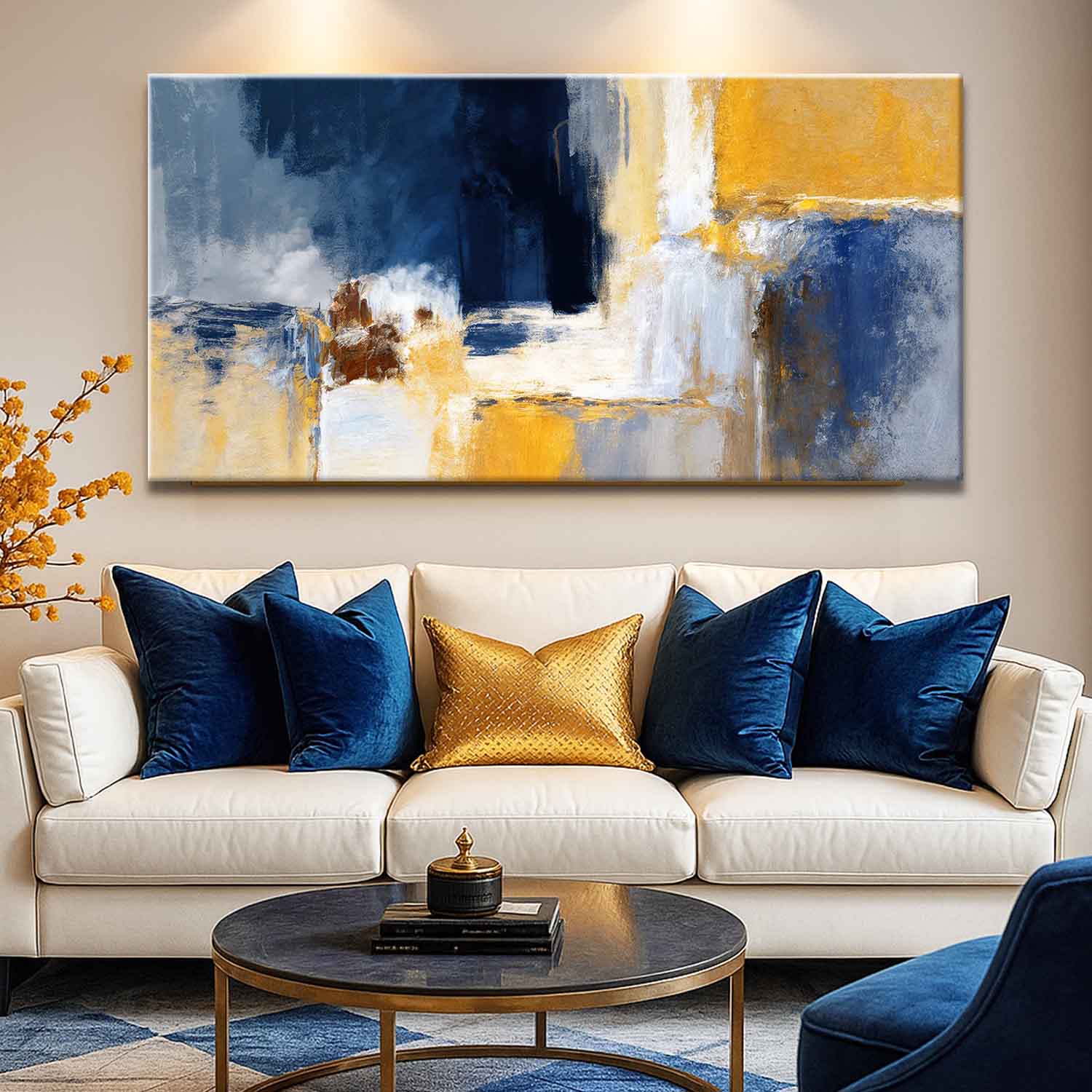 Abstract Geometric Lines Wall Art IV 60x30 inch Extra Large Premium Gallery Wrapped