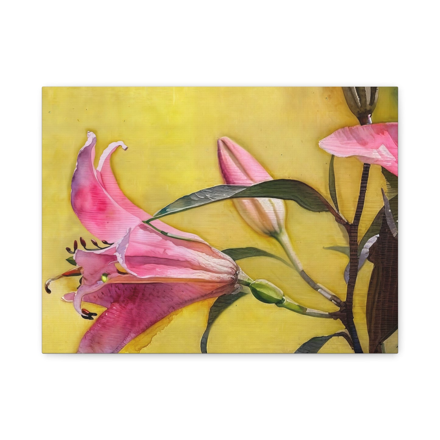 Floral Matte Canvas Art, Wall Decor, Yellow Flower Print, Home Decor Gift, Living Room Art, Modern Floral Wall Art