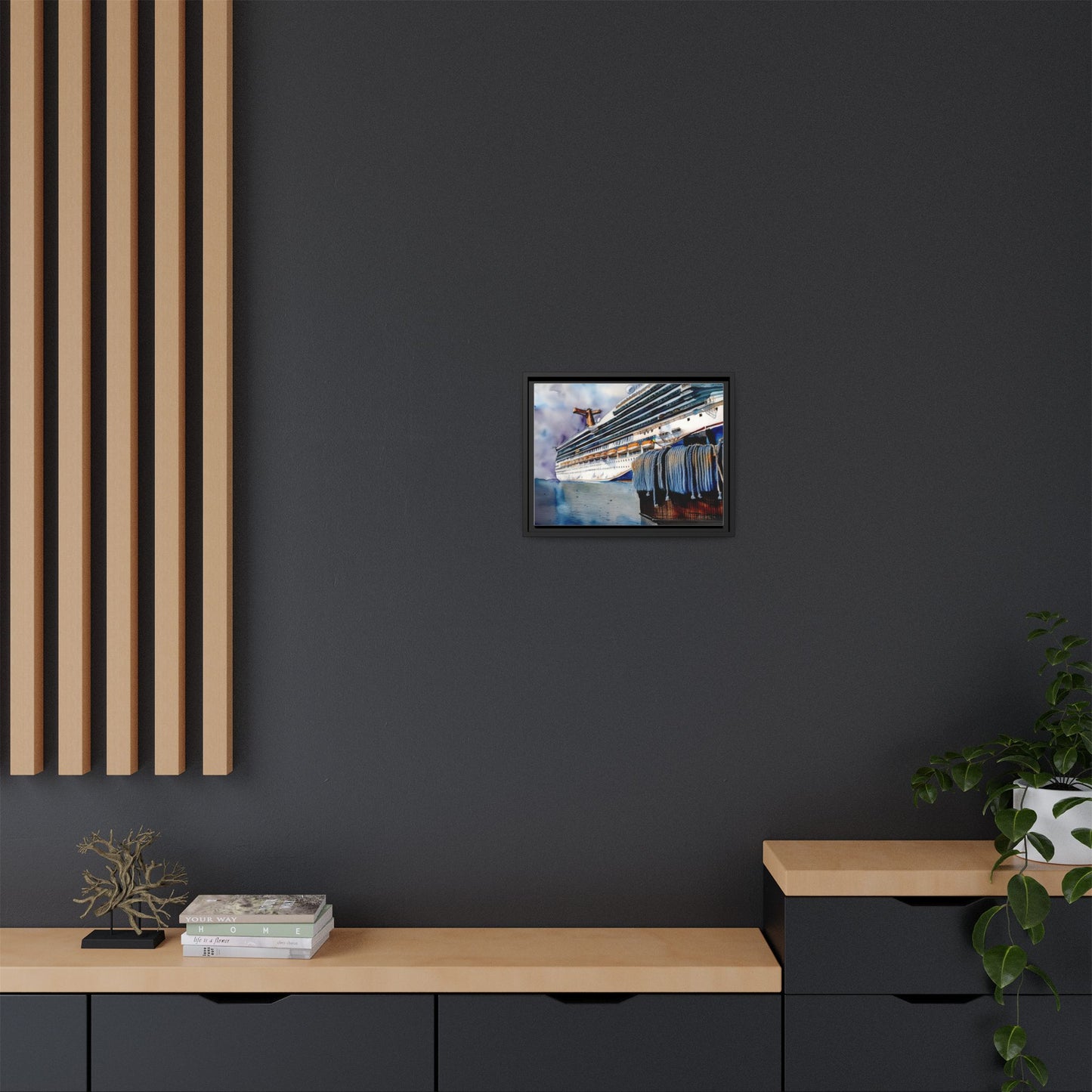 Cruise Ship Matte Canvas Wall Art, Nautical Home Decor, Framed Maritime Print, Unique Gift for Travelers, Ocean Lover's Wall Decor