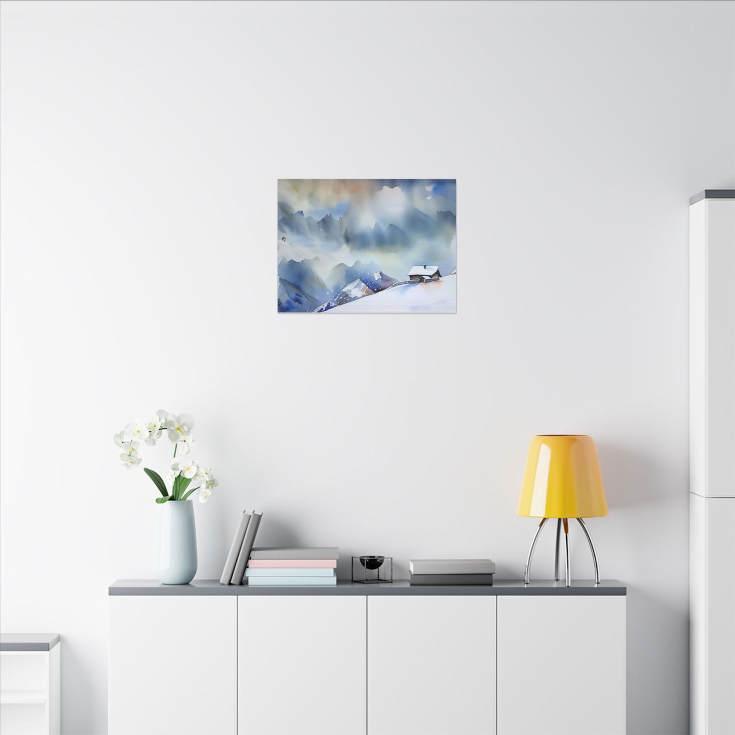 Mountain Retreat Matte Canvas Art, Cozy Home Decor, Winter Landscape Wall Art, Gift for Nature Lovers, Scenic Artwork