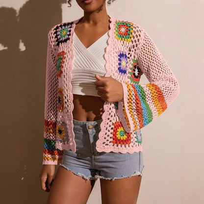 Hand-Crocheted Knitted Cardigan for Women Lotus Root Color
