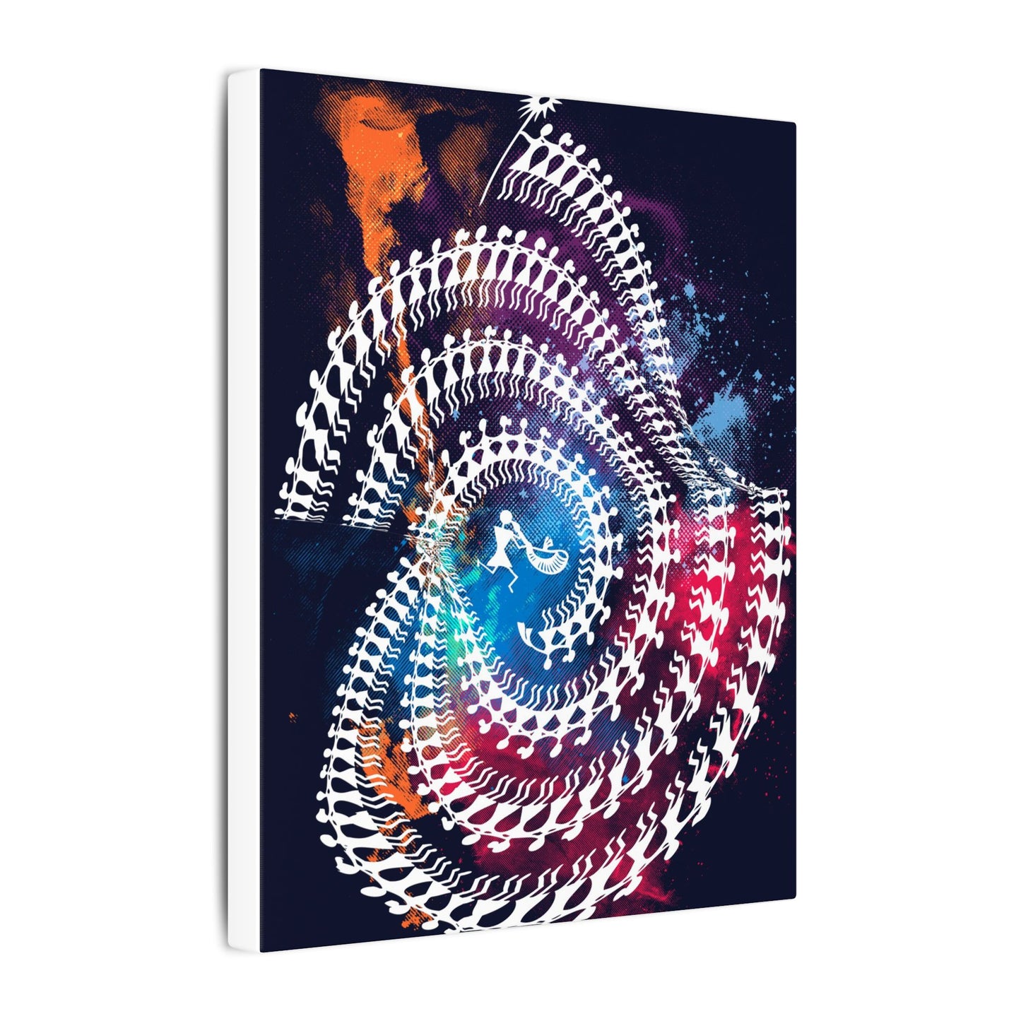 Spiral Tribal Dance Art Canvas, Abstract Wall Decor, Meditation Gift, Psychedelic Art Print, Home or Office Decoration