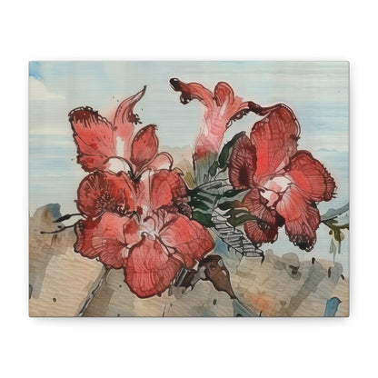 Floral Wall Art Canvas - Vibrant Red Flower Print, Home Decor, Gift for Garden Lovers, Spring & Summer Decor, Art for Living Room