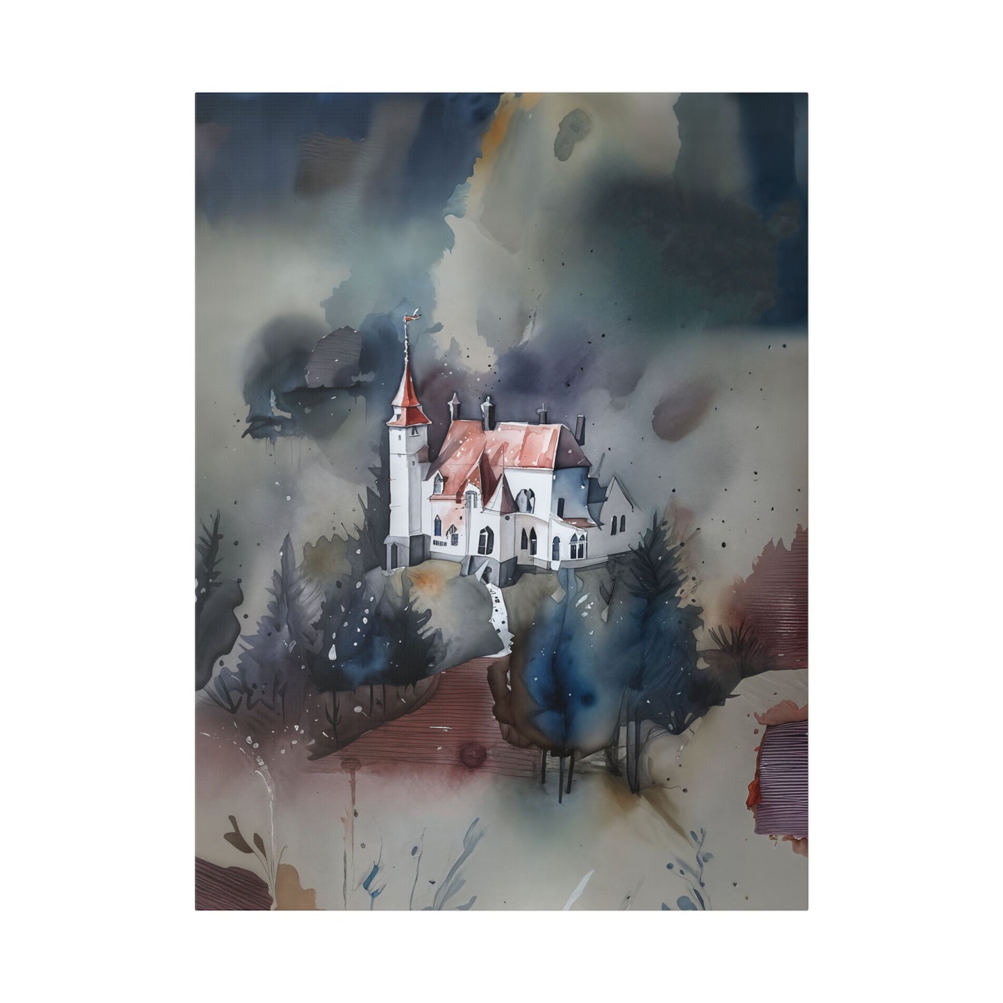 Mystical Castle Art Canvas | Abstract Wall Decor, Home Office Decor, Gift for Art Lovers, Cozy Living Room Accent