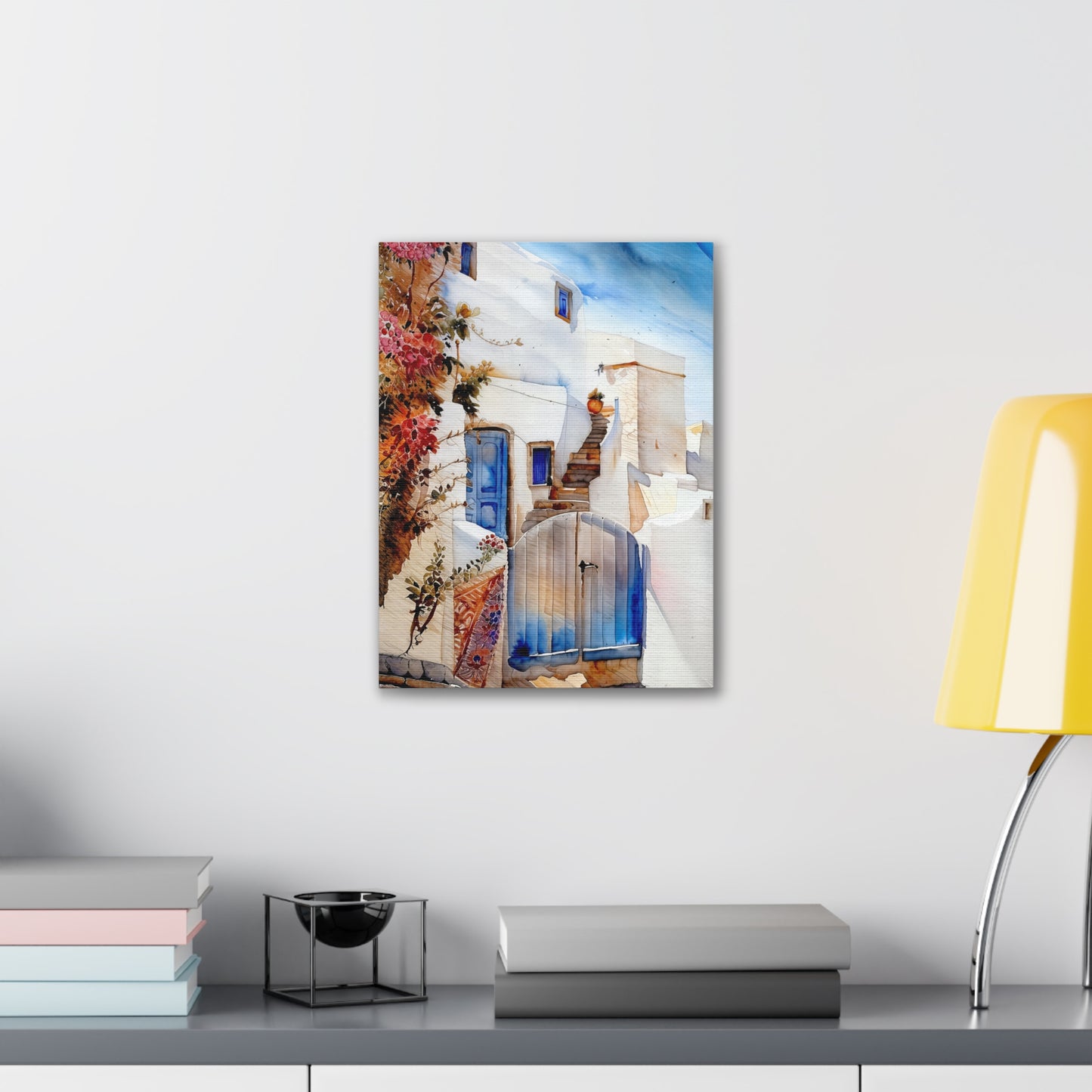 Charming Canvas Wall Art, Mediterranean Village Scene, Home Décor, Gift for Art Lovers, Housewarming & Wedding