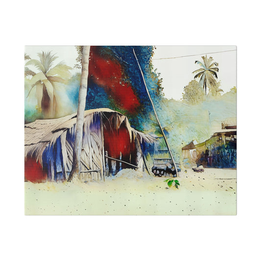 Vibrant Landscape Canvas Art, Tropical Home Decor, Beach House Wall Art, Nature Painting, Gift for Art Lovers, Relaxing Atmosphere