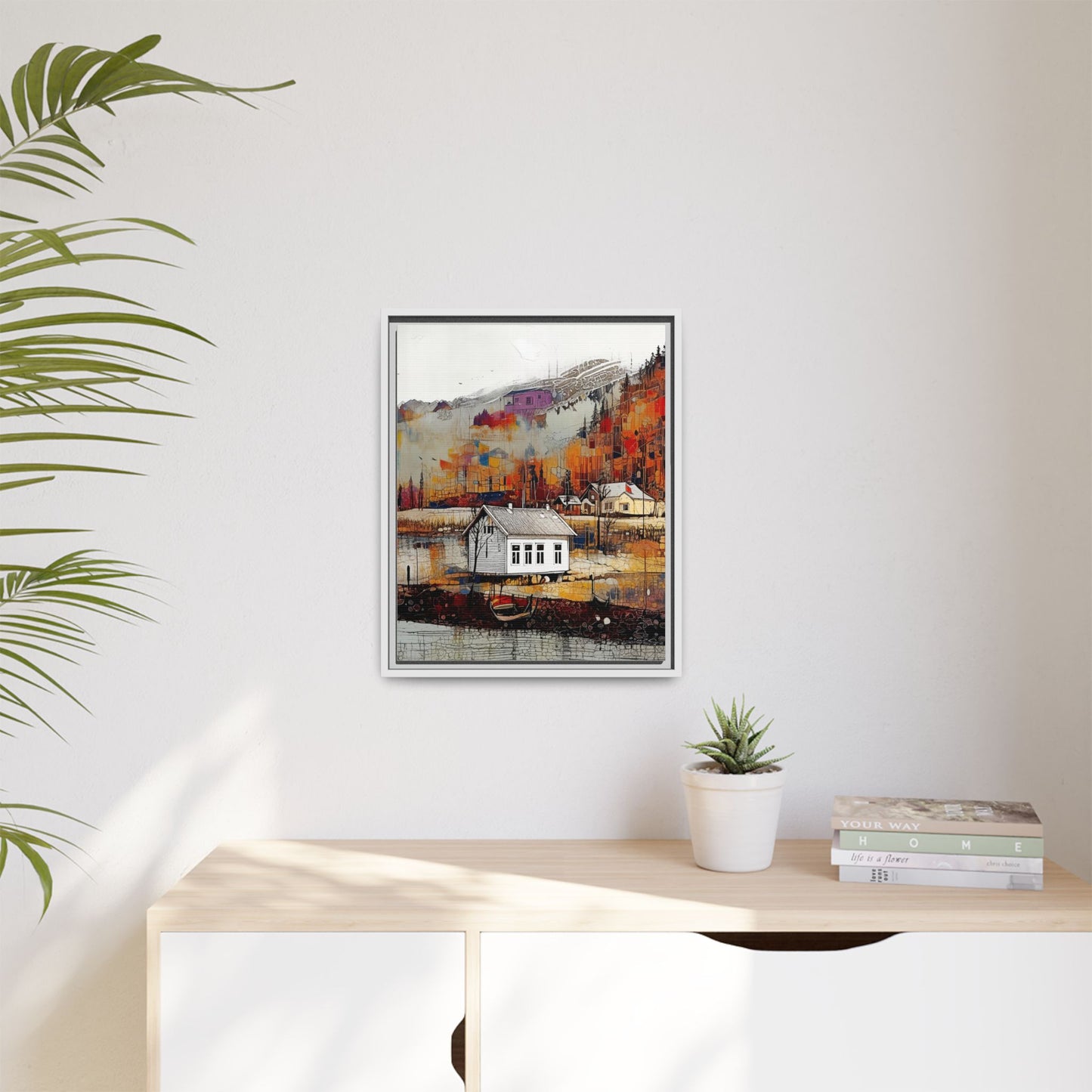 Autumn Landscape Framed Canvas Print – Cozy Home Wall Art for Nature Lovers