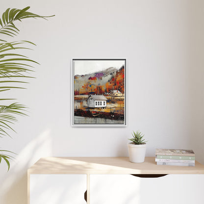 Autumn Landscape Framed Canvas Print – Cozy Home Wall Art for Nature Lovers